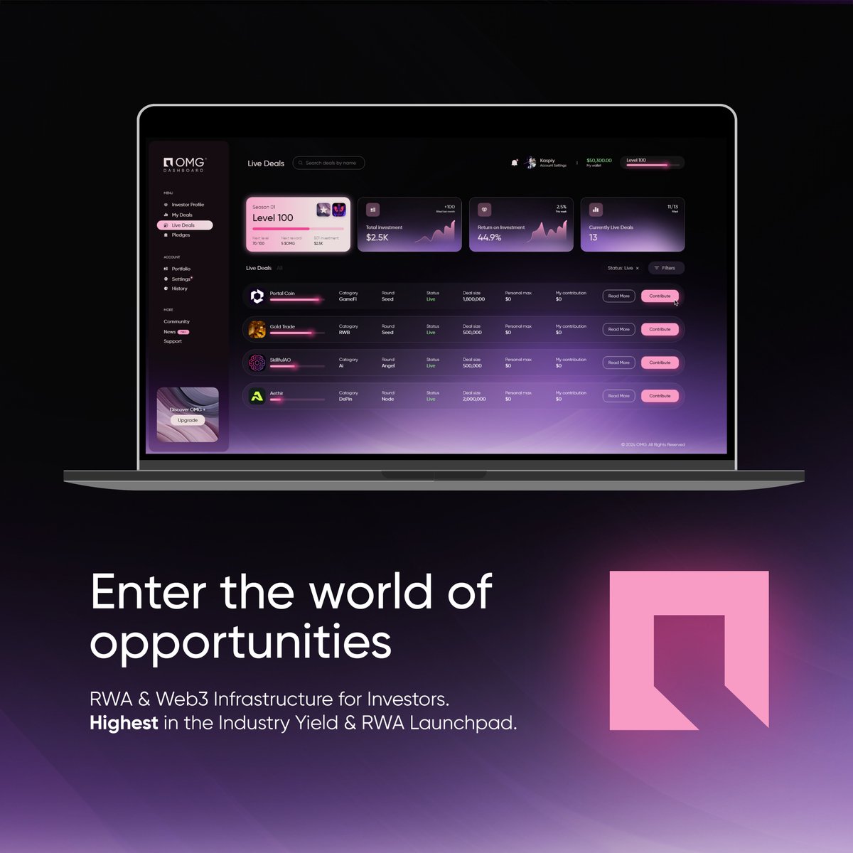OMG_Assembly's tweet image. How to become Market-Proof with OMG. 

We are here to provide the space with the best opportunities during both the BEAR and BULL markets. Bad market conditions are not a reason to stop winning!

Here's an exclusive insight into a few of our core features:

• Exclusive OMG RWA