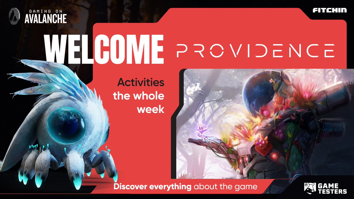 Week 4 of <a href="/GamingOnAvax/">Gaming on Avax</a> x <a href="/fitchinGG/">FITCHIN</a>

This week, we’re all in on <a href="/PlayProvidence/">Providence</a>! 🥳

We’ve got tons of events lined up, including an AMA and a gaming night to test the game. 

Join our community of game testers to snag access to the beta and score other awesome prizes! 👀