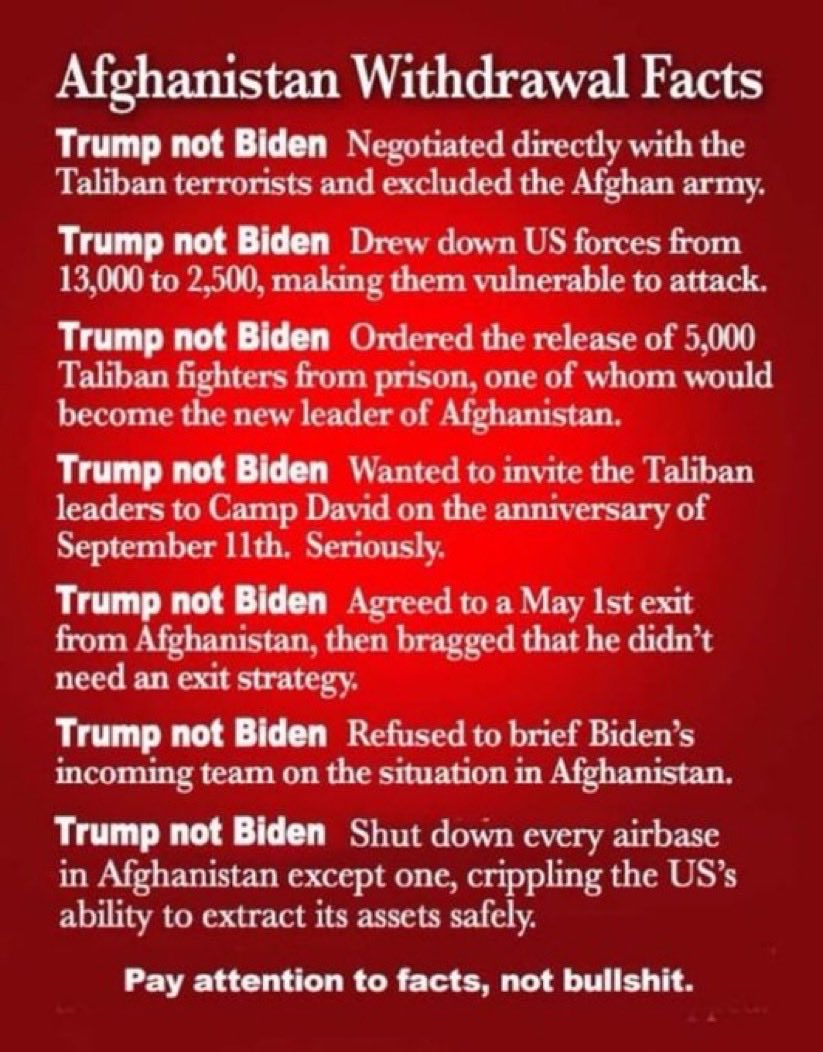 Kamala has released a statement on the Anniversary of the attack Outside Kabul Airport 

Keep it fucking real 🔥

Cut out the BS.. this was Trump’s fuck up 🖕🏻😡🖕🏻

Our military deserved better than this 😡
