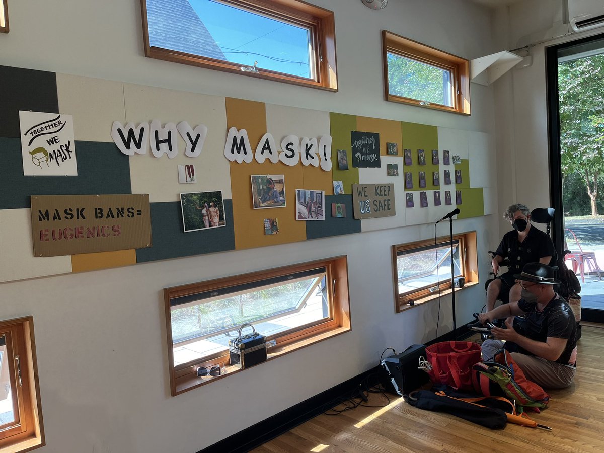 claudiaalick's tweet photo. Why Mask Portland Stage Mural. Includes poster images made by Melissa and Elea for Disabled and Here. Photography from Abby Moller. And photos from the Why Mask digital gallery #whymask #yallmasking https://t.co/yM6dEzn44n
