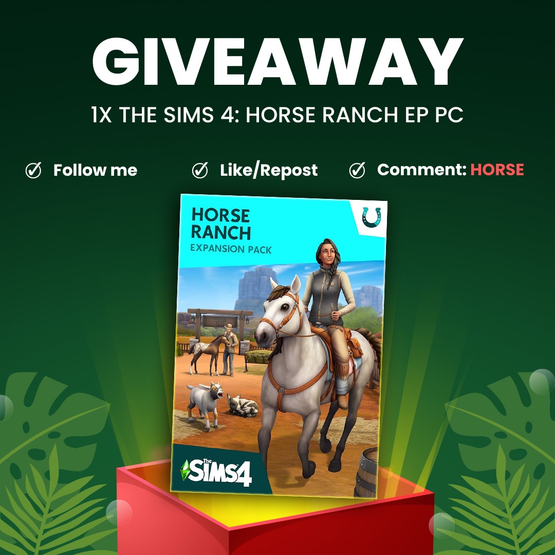 GIVEAWAY TIME! 🎁 I'm giving away a code for The Sims 4: Horse Ranch EP (EA app PC).   

🎠Follow me <a href="/lifeofsimsyt/">life of sims</a>
🎠Like &amp; Repost
🎠Comment "HORSE"    

The winner will be chosen on September 6. 💚

#TheSims4 #Sims4 #sims4giveaway #notsponsored