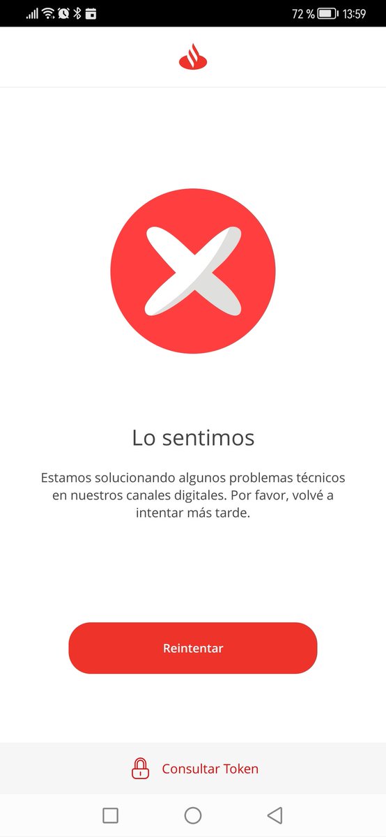 echarly02's tweet photo. @Santander_Ar Que anda pasando? El finde me apareció muy seguido esta pantalla https://t.co/7ay790aEN3