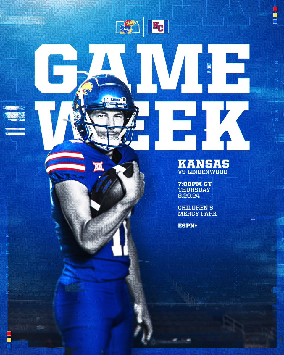 FINALLY.

👉 vs. Lindenwood
🗓️ Thursday, Aug. 29
⏰ 7:00 PM CT
🏟️ Children’s Mercy Park
📺 ESPN+

Preview → bit.ly/KUFBGame1