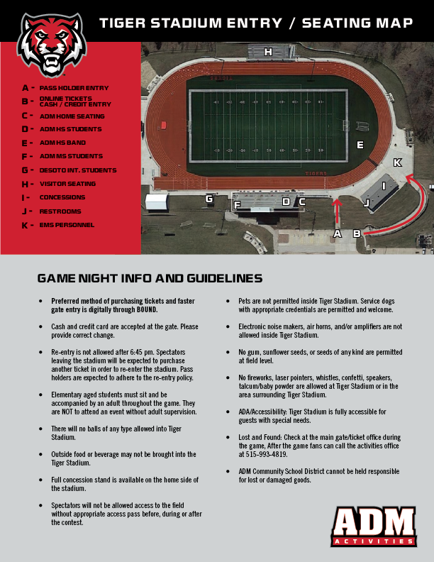 ADM Tigers (@admactivities) on Twitter photo Tiger Nation - We are excited to host <a href="/ADMFootball/">ADM Tiger Football</a> season opener against Newton this Friday. Please check out Tiger Stadium Guidelines to help ensure a fun and safe Friday night for our spectators! Tiger Nation - We are excited to host <a href="/ADMFootball/">ADM Tiger Football</a> season opener against Newton this Friday. Please check out Tiger Stadium Guidelines to help ensure a fun and safe Friday night for our spectators!