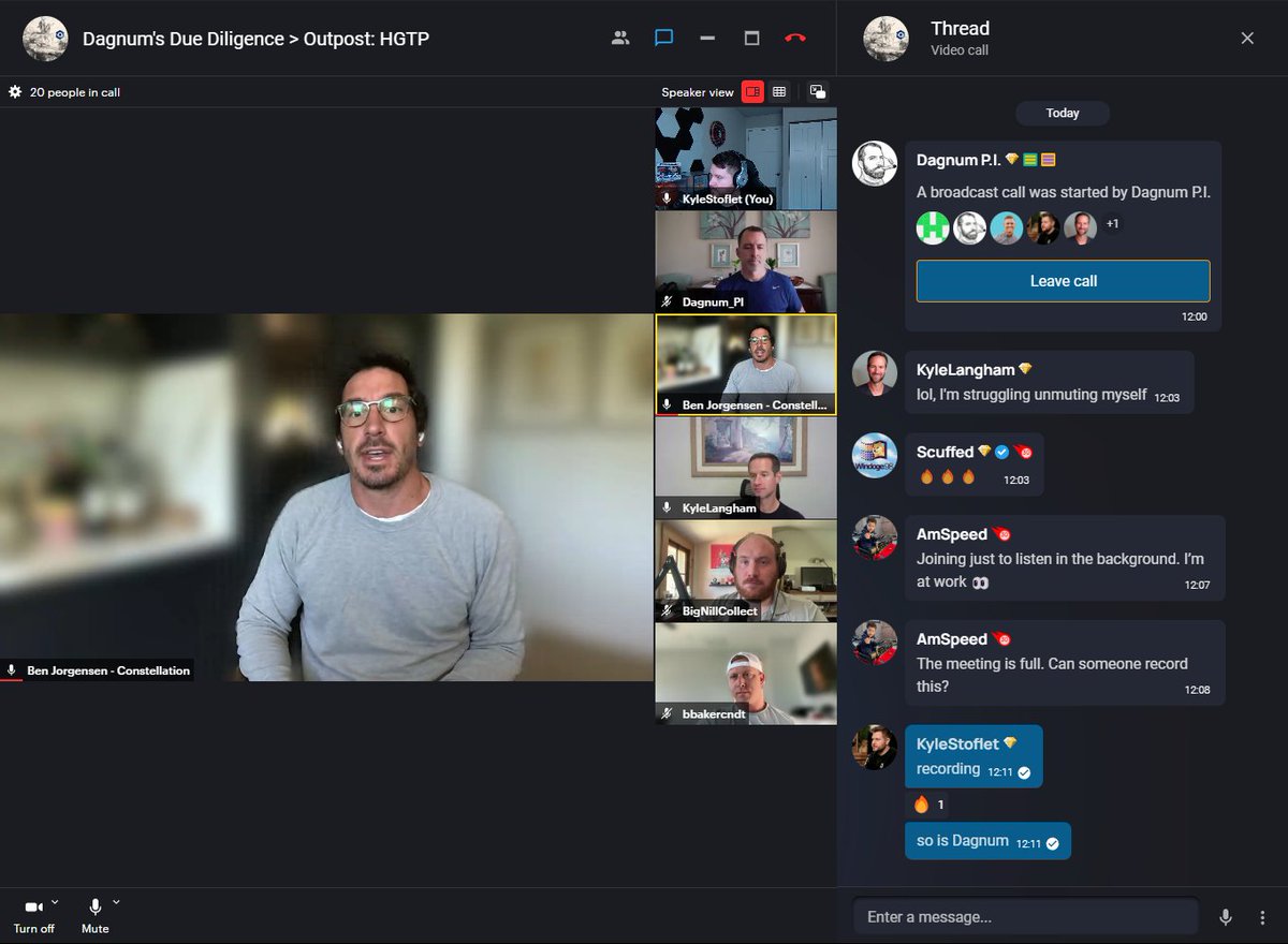 Kyle Stoflet (@kylestoflet) on Twitter photo Six people on a video call with <a href="/Dagnum_PI/">Dagnum P.I.</a> in <a href="/OpenChat/">OpenChat ∞</a>!
<a href="/kylelangham/">Kyle ∞</a> from <a href="/dfinity/">DFINITY</a>
<a href="/BenJorgensen/">benjamin jorgensen</a> CEO of <a href="/Conste11ation/">Constellation Network</a>
<a href="/BigNillCollect/">Nill</a>
BBakerCNDT
$ICP $DAG $CHAT Six people on a video call with <a href="/Dagnum_PI/">Dagnum P.I.</a> in <a href="/OpenChat/">OpenChat ∞</a>!
<a href="/kylelangham/">Kyle ∞</a> from <a href="/dfinity/">DFINITY</a>
<a href="/BenJorgensen/">benjamin jorgensen</a> CEO of <a href="/Conste11ation/">Constellation Network</a>
<a href="/BigNillCollect/">Nill</a>
BBakerCNDT
$ICP $DAG $CHAT