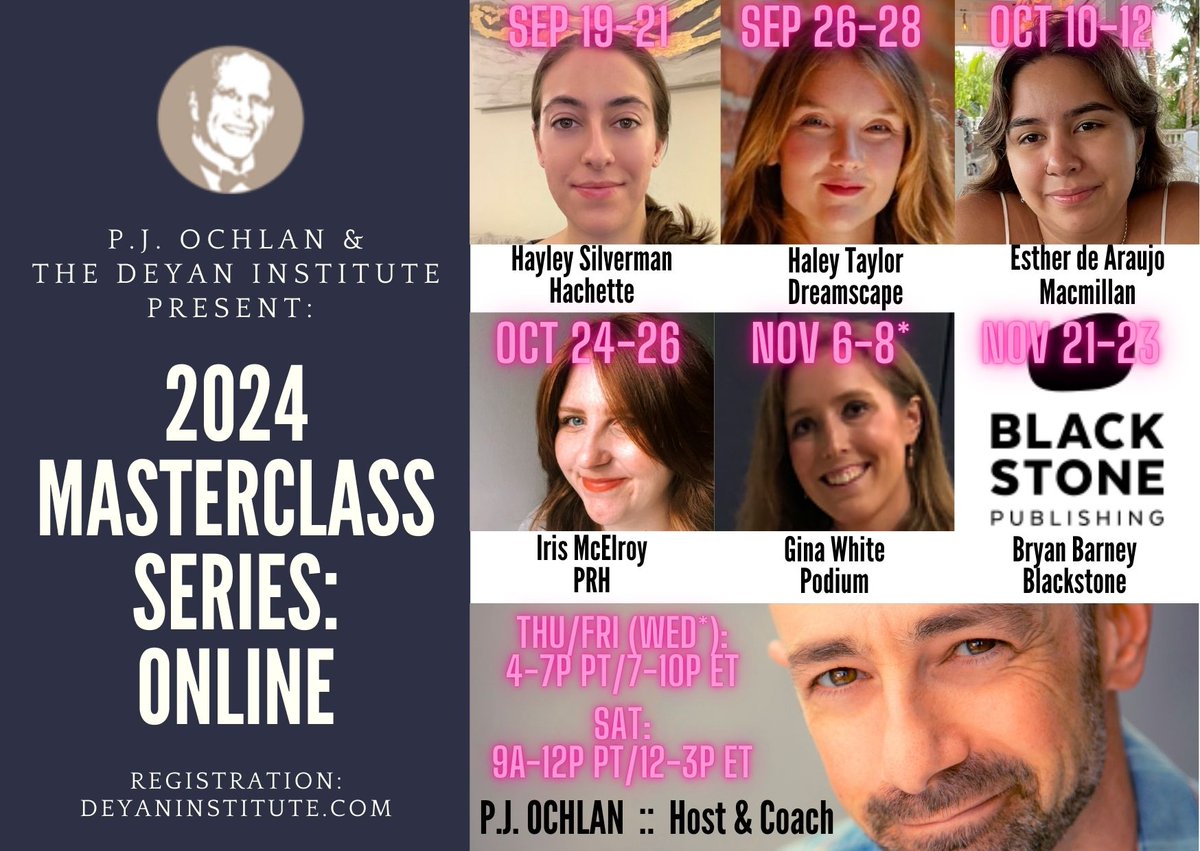 Register for this upcoming Fall Masterclass now!

Hayley Silverman from <a href="/HachetteAudio/">Hachette Audio</a>
Haley Taylor from <a href="/Dreamscapeaudio/">Dreamscape Media</a>
Esther de Araujo from <a href="/MacmillanAudio/">Macmillan Audio</a>
Iris McElroy from <a href="/penguinrandom/">Penguin Random House 🐧🏠📚</a>
Gina White from @PodiumAudio
Bryan Barney from <a href="/BlackstoneAudio/">Blackstone Publishing</a>