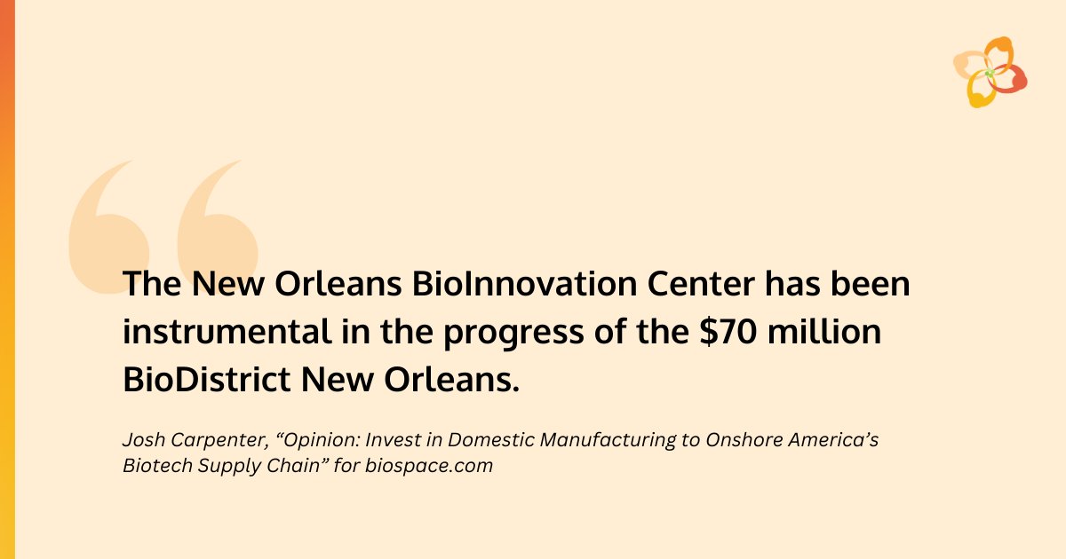 The Deep South is growing as a leader in biotech — with New Orleans at the head of the pack. 

Check out this <a href="/Biospace/">BioSpace</a> article on the importance of investing in regional innovation ecosystems and the South’s growing momentum in biotech:  bit.ly/4dMz4O9