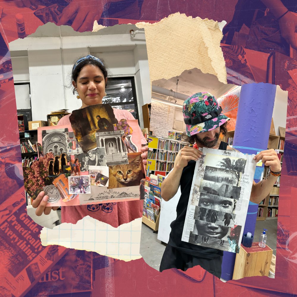 WordUpBooks's tweet image. Collage night returns this week!! Every other month, collective members host a collage night to repurpose old book materials and create something new from donations we receive that need a new life ✂️ #WordUp #Recirculation #WashingtonHeights #UptownNYC #CollageNight #NYCCollage
