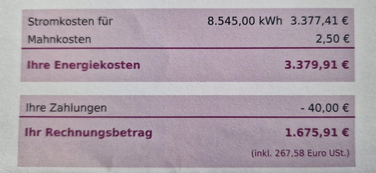 Rechnungslegung a la <a href="/enercity/">enercity</a> in 2024... Keine kreative Werbung, aber kreative Mathematik unter 1.-Klasse-Niveau (3379.91€ - 40.00€ = 1675.91€). Mehrmals angemahnt, dass mir bitte eine konsistente und wenigstens rechnerisch formal richtige Rechnung gestellt wird. Stattdessen