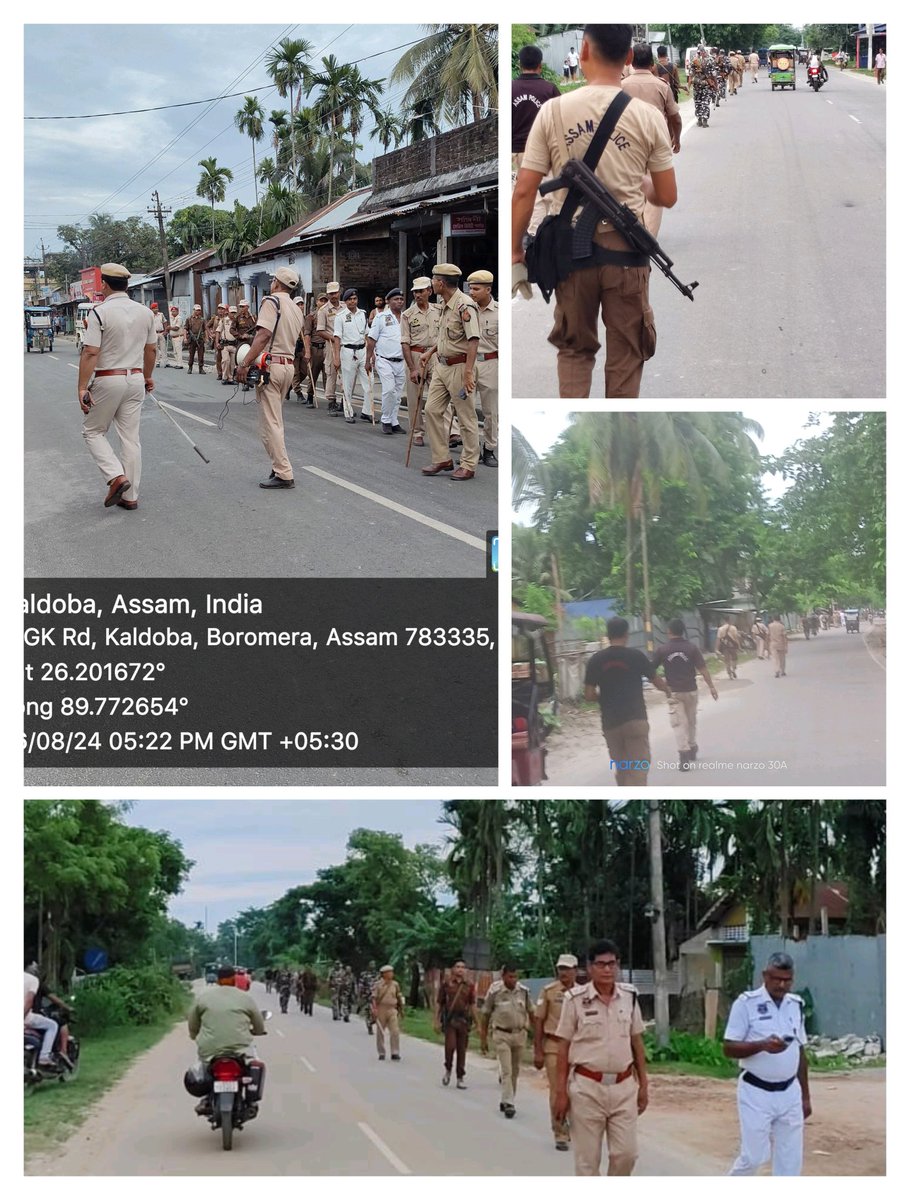 Dhubri_Police's tweet photo. Area domination and foot patrolling by personnel of @Dhubri_Police &amp; CAPF led by senior officers in various places of the district for maintenance of peace and law and order! 
@CMOfficeAssam 
@himantabiswa 
@assampolice 
@DGPAssamPolice 
@gpsinghips
@HardiSpeaks
@jayanta_malla https://t.co/Oj7BQKimk4