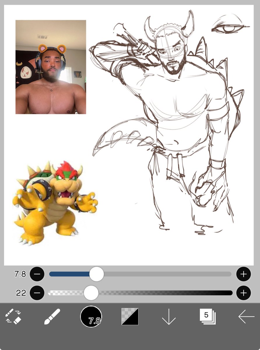 _hyperbloom_'s tweet photo. A sketch of @FatherShimada as Bowser #hyperbloom #art #baraart https://t.co/5Gu8iPYpIm
