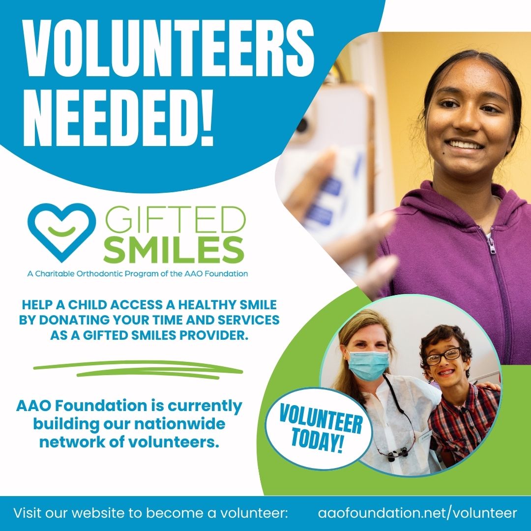 Gifted Smiles - a charitable orthodontic program of the AAO Foundation has provided treatment for over 1,000 children since its inception more than a decade ago. With the growth of this program comes the need for more volunteers. Be the reason a child smiles - become a volunte...