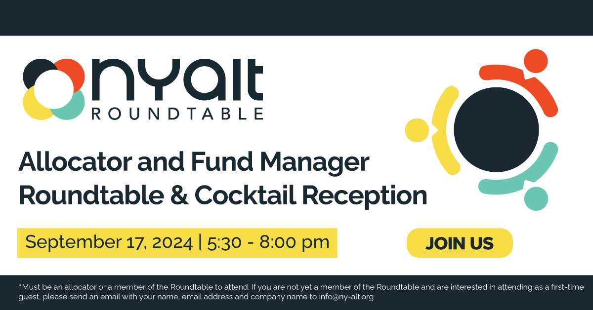 NY ALT is excited to welcome you back after the summer break with an Allocator and Fund Manager Roundtable &amp; Cocktail Reception on Tuesday, September 17! Join us to hear from a panel of industry leaders and reconnect with your peers. 🤝

Register now: ny-alt.org/events/new-yor…