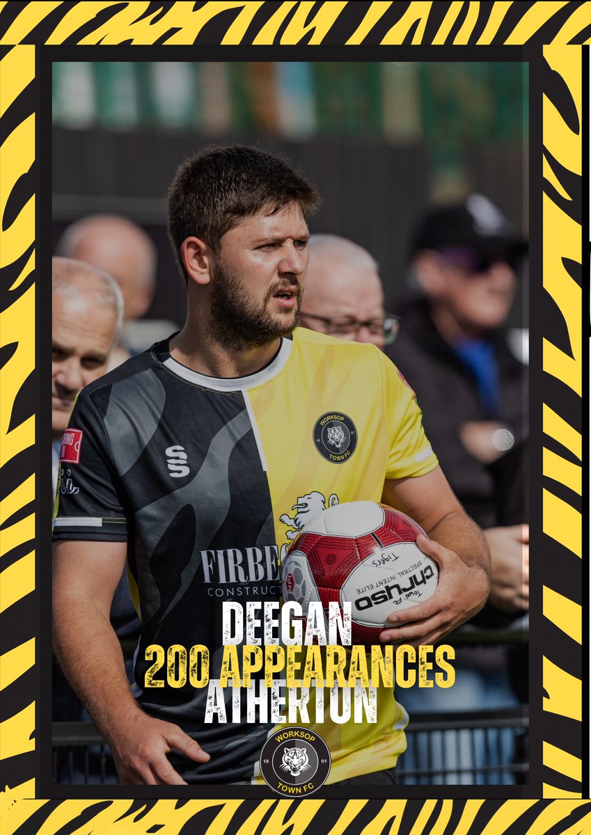 Worksop Town FC (@worksoptownfc) on Twitter photo 🎉Congratulations to <a href="/DeeganAtherton/">deegan atherton</a> who made his 𝟐𝟎𝟎𝐭𝐡 appearance for the Tigers today!
#UTT🐯 🎉Congratulations to <a href="/DeeganAtherton/">deegan atherton</a> who made his 𝟐𝟎𝟎𝐭𝐡 appearance for the Tigers today!
#UTT🐯