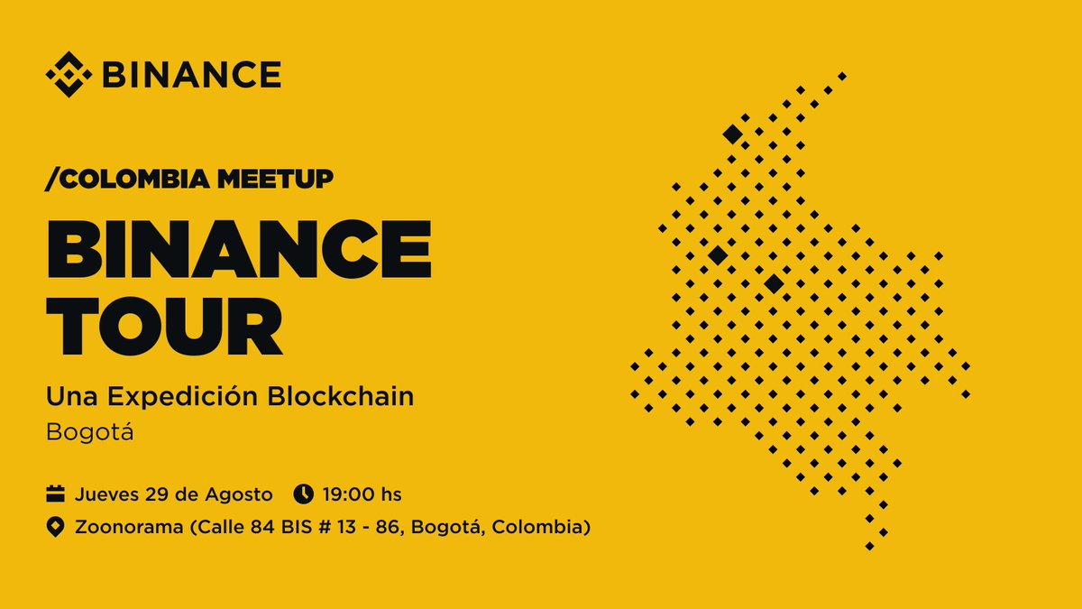 ¿Estás en Colombia y quieres asistir al #BinanceTour Meetup en Bogotá? 🇨🇴  ¡Esta es tu oportunidad! 🎉

Estamos buscando a 20 afortunados ganadores!

Para participar:
1️⃣ Sigue a @BinanceLatam en X
2️⃣ Dale RT y Like a este tweet
3️⃣ Únete a nuestra comunidad Oficial en Español con