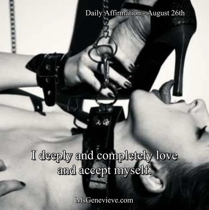 Daily Affirmation -August 26th I deeply and completely love and accept myself. https://t.co/yzEnDn1i<a href="/tag/queen"class="tags"><span>#queen</span></a><a href="/tag/domme"class="tags"><span>#domme</span></a><a href="/tag/smother"class="tags"><span>#smother</span></a>