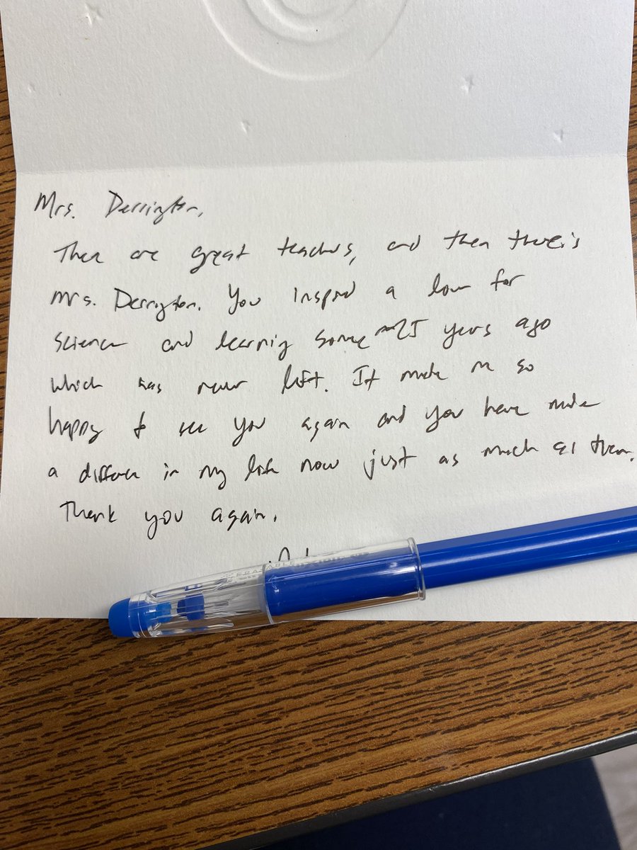 Thank you card from a former student. This student is now a doctor who practiced neurosurgery before moving into interventional radiology. Blessed to be remembered 25 years later. <a href="/nherisd/">Northwood Hills Elementary</a> #RISDBeTheOne