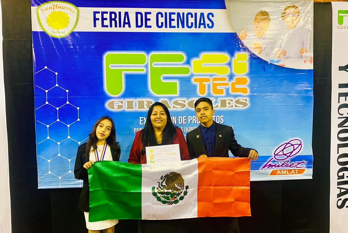 i2t2nl's tweet photo. 🌟 ¡Nuevo León brilla en FECITEC Girasoles! 🎉 Giovanni y Genoveva Pérez, junto a la Mtra. Guadalupe Castro, ganaron el primer lugar en Medio Ambiente con su proyecto sobre las consecuencias del Fast Fashion. 🌎🇵🇾 Su innovación y compromiso con la sostenibilidad son inspiradores. https://t.co/YsDhu2Ssk4