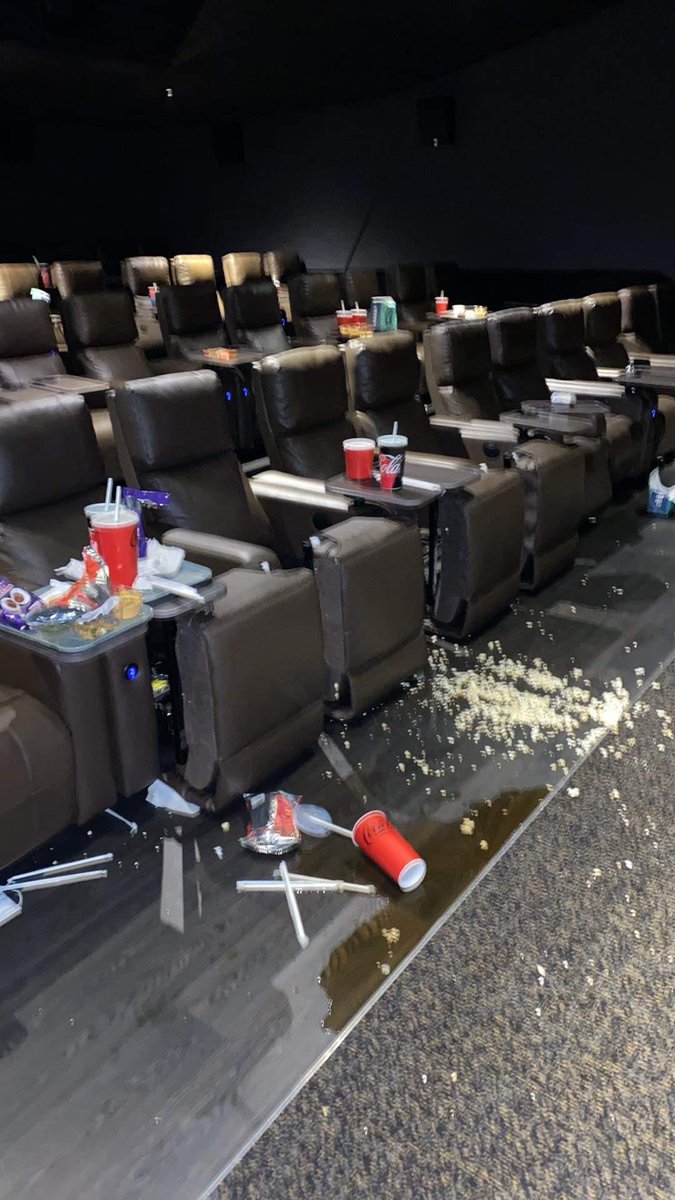 Cinema employees don’t work on commission, nor do they get a bonus if the theatre is particularly messy. Please be considerate and avoid making their job more difficult. There’s a bin at the door; please take your rubbish with you and dispose of it there when you leave. Simples.