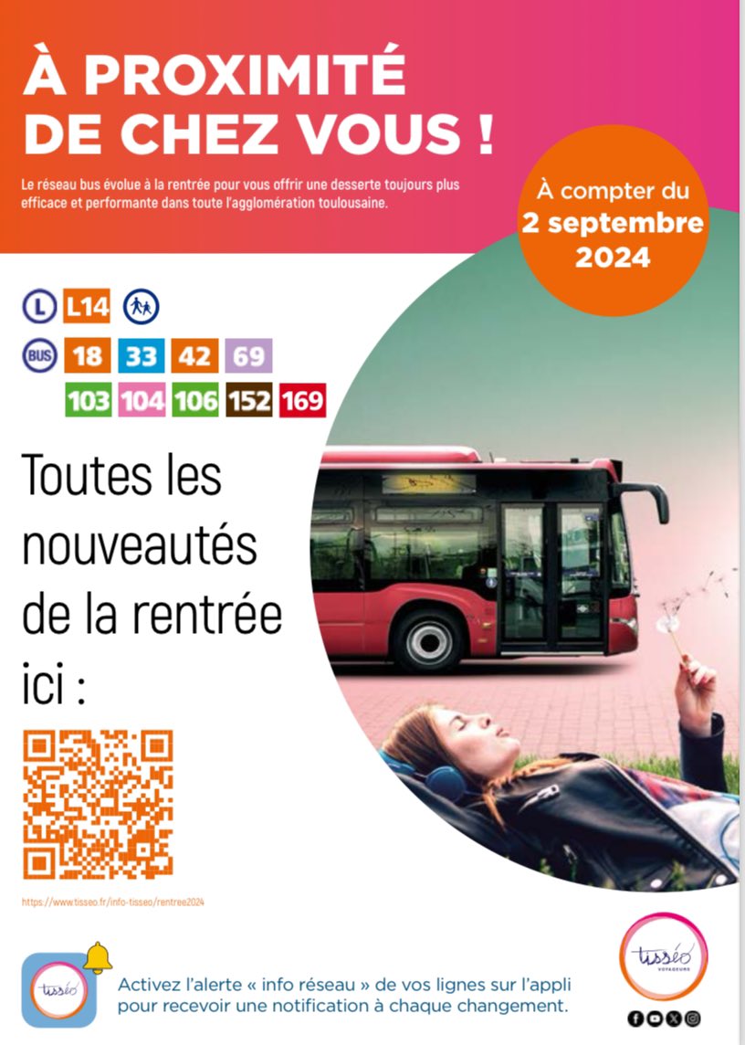 ValerieJacquetV's tweet photo. Le réseau bus @tisseo_officiel évolue à proximité de chez vous ! #Quartier9, les horaires de passage des lignes 33 et 42 s'adaptent pour desservir le nouveau collège Paléficat
#Toulouse + mobile
#proximité https://t.co/FKrugvxp1s