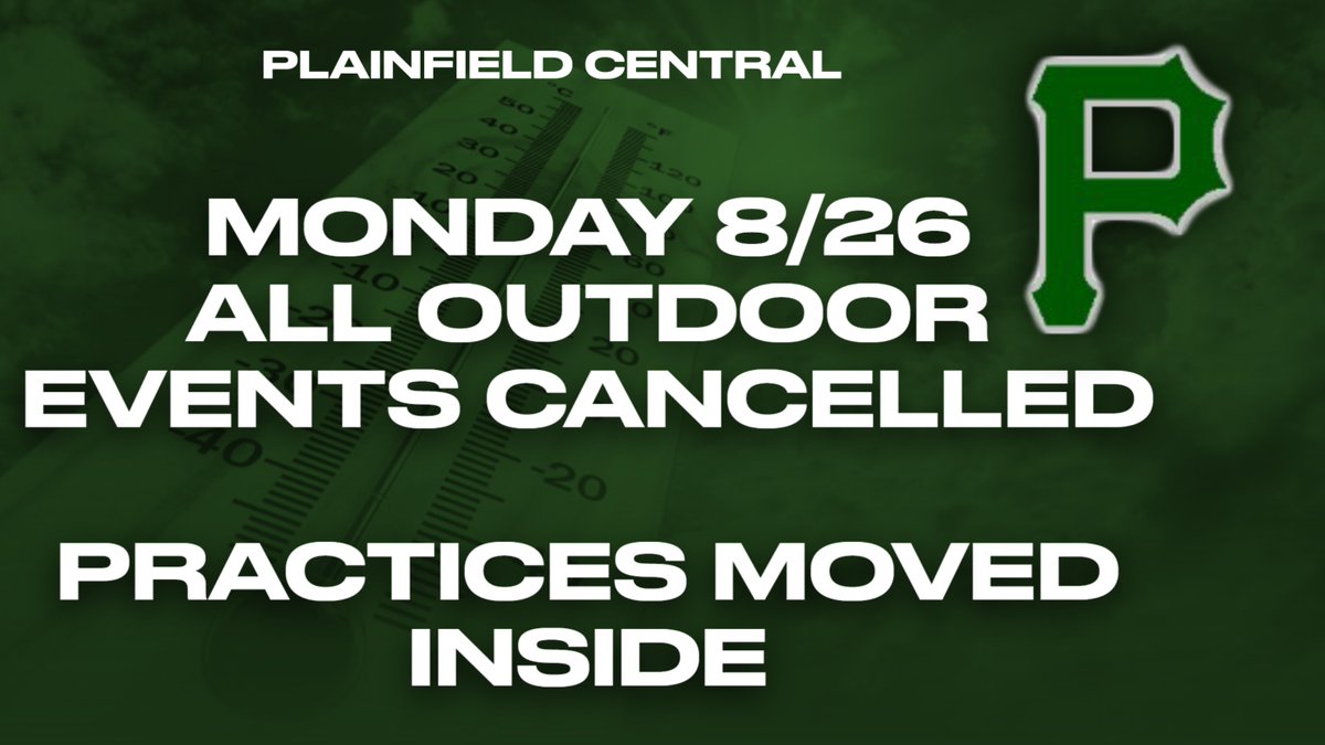 All outdoor events, including practices, will be cancelled  for today.  Teams will practice indoors when available.  Coaches will be communicating practice plans to their players.