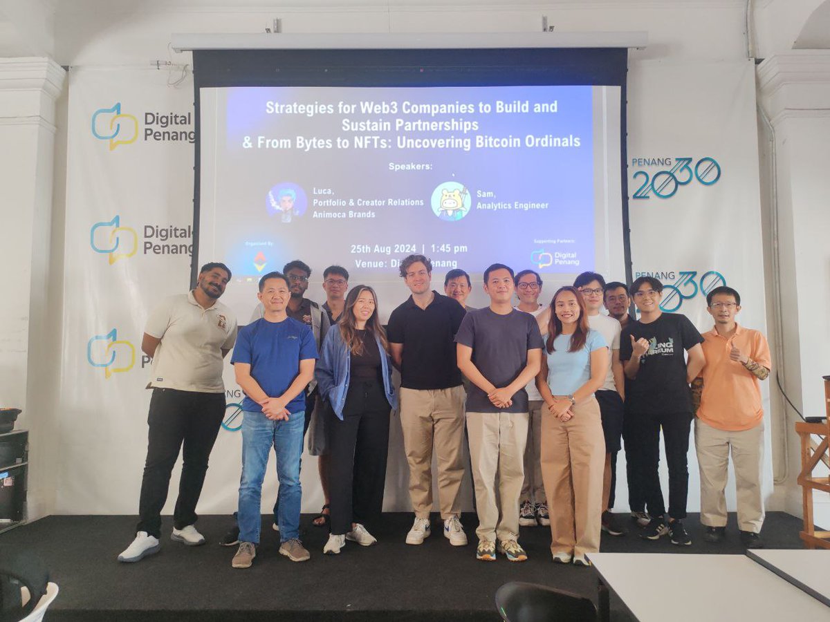 Luca (@lucainweb3) on Twitter photo Had a great time talking about building meaningful partnerships in web3 with the Penang/<a href="/ETHKL1/">ETHKL | ethkl.eth</a> community at <a href="/DigitalPenangMY/">Digital Penang</a> this weekend! 🇲🇾
Thanks to <a href="/jingxuantmtn/">Jing Xuan (Jx)</a> <a href="/sem1d5/">sam</a> and everyone else who joined. Looking forward to seeing many of you at <a href="/EFDevcon/">Devconnect ARG</a> #RoadtoDevcon7 🇹🇭🦄 Had a great time talking about building meaningful partnerships in web3 with the Penang/<a href="/ETHKL1/">ETHKL | ethkl.eth</a> community at <a href="/DigitalPenangMY/">Digital Penang</a> this weekend! 🇲🇾
Thanks to <a href="/jingxuantmtn/">Jing Xuan (Jx)</a> <a href="/sem1d5/">sam</a> and everyone else who joined. Looking forward to seeing many of you at <a href="/EFDevcon/">Devconnect ARG</a> #RoadtoDevcon7 🇹🇭🦄