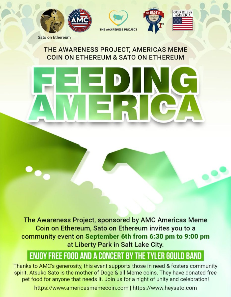 In Collaboration with <a href="/SatoERC/">Atsuko Sato | Fan page</a>, we will be feeding tons of people and animals in need! On September 6th we are partnering with the amazing Awareness Project in Utah to host a beautiful event! 

We will be helping hundereds of people and animals and it feels amazing to have the