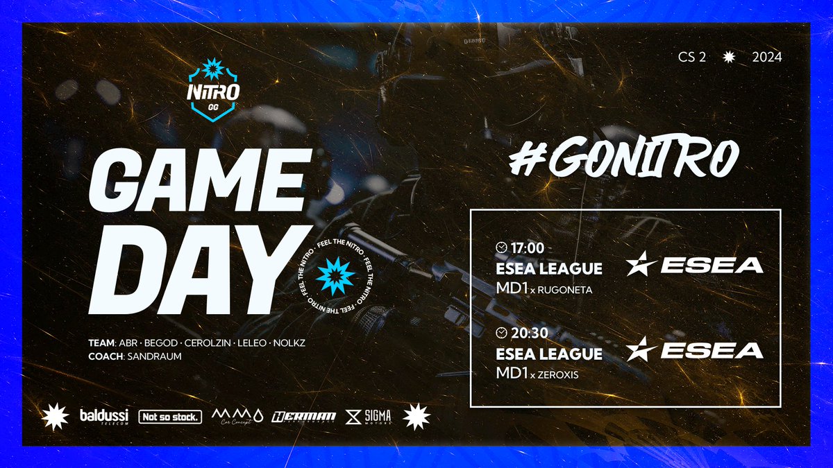feelthenitro's tweet photo. Para vocês, nossos JOGOS DO DIA! 💥
Hoje temos 2 jogos pela @ESEA League.
1° Jogo - MD1
🆚 #RUGONETA
🕔 17:00
2° Jogo - MD1
🆚 #ZEROXIS
🕔 20:30
Acompanhe os jogos ao vivo no nosso canal oficial:
📺🟣https://t.co/VRiHmA9mrS
#goNITRO #feeltheNITRO