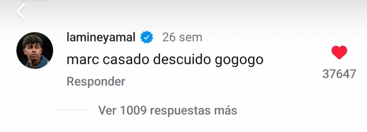 La temporada pasada los pibes del Barcelona tuvieron más de un ataque esquizofrénico en sus publicaciones de IG.

Dicho esto, abro hilo de los mejores comentarios de Lamine Yamal en las publicaciones de sus amigos 😂.