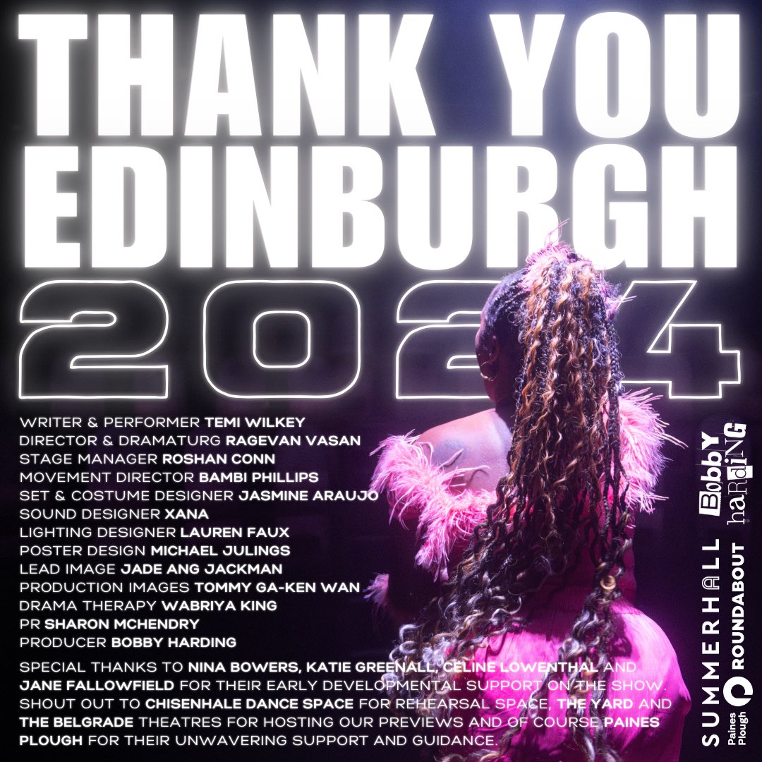 This run would not be possible without the incredible people listed here. Please give it up for team Main Character Energy 🏆

Still tickets left for this evening if you want to rock up and spend your last night watching some five-star CUNTemporary theatre 💅🏿

We will return 👀