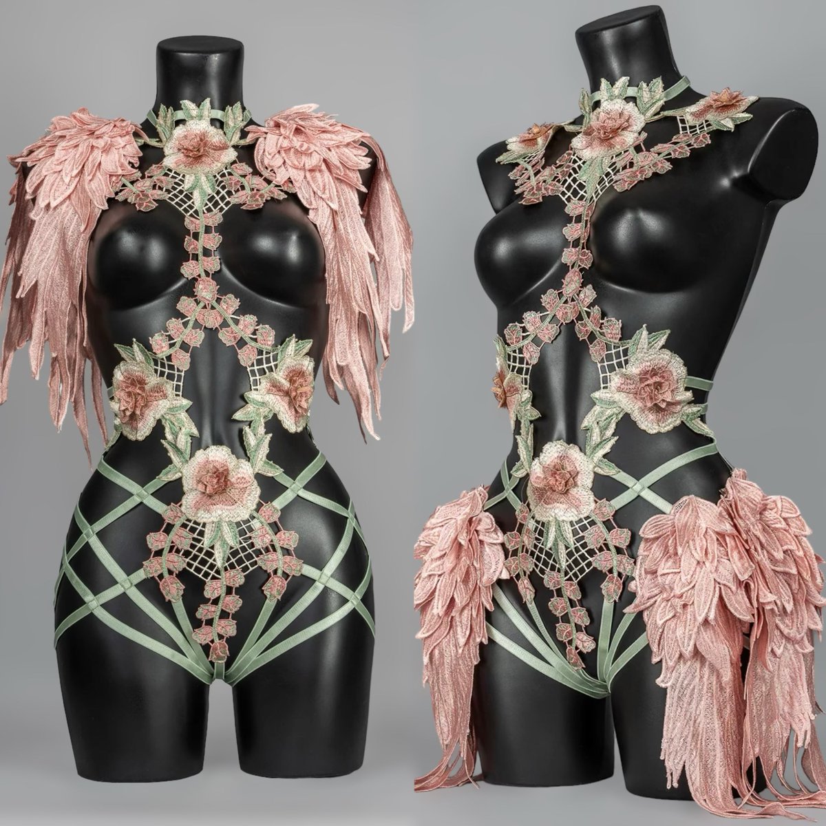 typicaljayni's tweet photo. Be a goddess of love in the Birth of Venus pastel pink bodycage with detachable lace wings.

Hand made to order in your size! 
International shipping 

 https://t.co/r0nBy8yp68 https://t.co/yJgjfyZ3P7