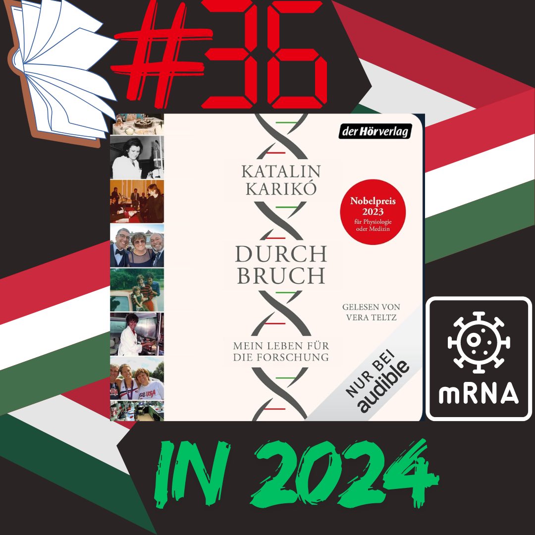 Das 36. 📖 in 2024:

Katalin Karikó 🇭🇺🇭🇺🇭🇺 - Diese Biografie ist einfach beeindruckend, und ich muss oft an meine Eltern und Großeltern denken wegen der Erzählungen aus ihrer Jugend. Eine ungarische Wissenschaftlerin aus einer einfachen Arbeiterfamilie in Kisujszállás hat sich