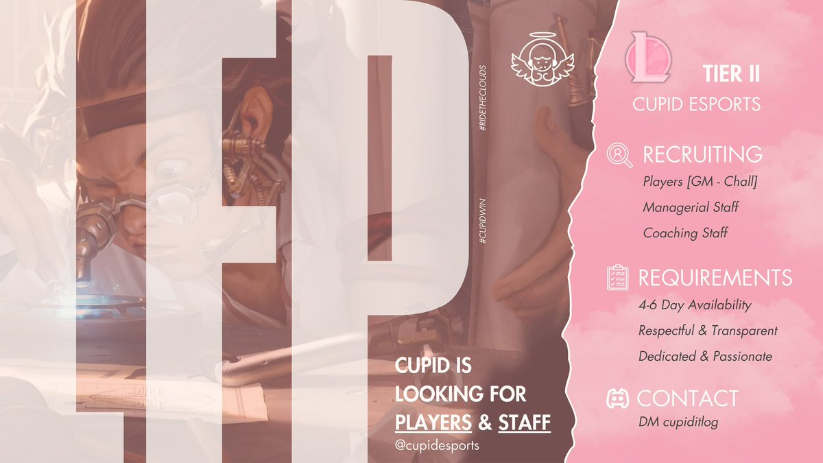 We are officially launching our Tier 2 program to compete in future uncapped leagues and NACL OQ’s in pursuit of competitive success, community growth, and providing a platform for our players &amp; staff.

 If interested, please DM “cupiditlog” on discord!

*Retweets Appreciated!*