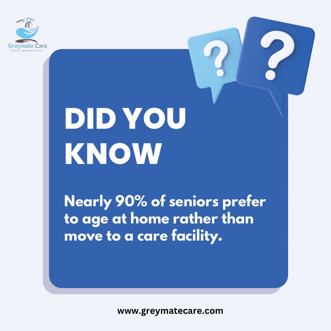 greymatecare's tweet photo. Nearly 90% of seniors prefer to age at home rather than move to a care facility. Staying in the comfort of their own home allows them to maintain independence, stay close to their community, and enjoy familiar surroundings.

 #CaregiversinNigeria #homecarenursesinnigeria https://t.co/QUnRncd9G3