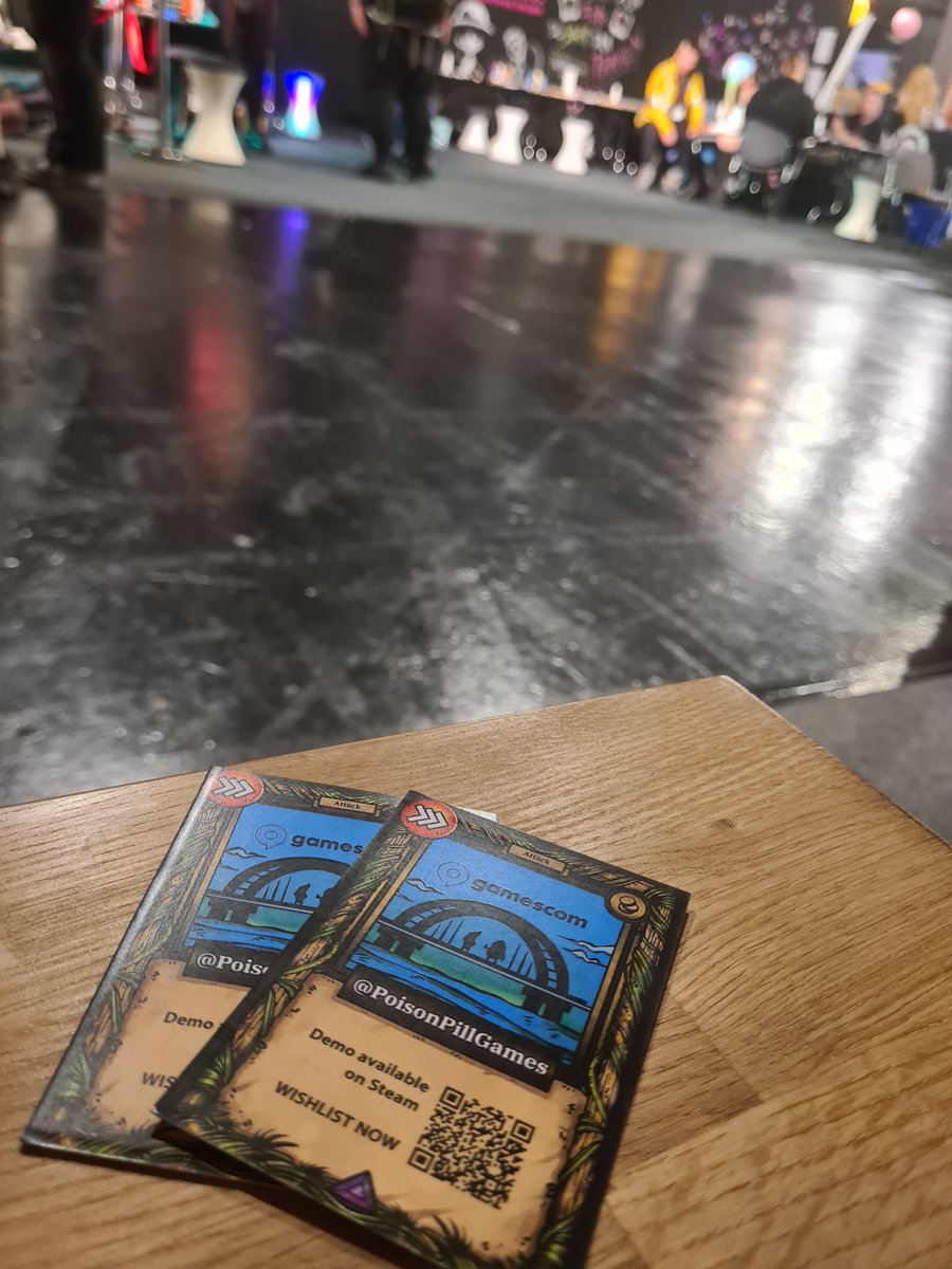 PoisonPillGames's tweet photo. We’re back from #Gamescom2024 🙌

Rumor has it👀a wild Patt made an appearance 🥔🕵️

Part of the Poison Pill Games team was in the business area, and all we can say is... there’s a lot of exciting stuff on the way 🃏

#indigames #gamedev #deckbuilding https://t.co/fX0f2A0z1O