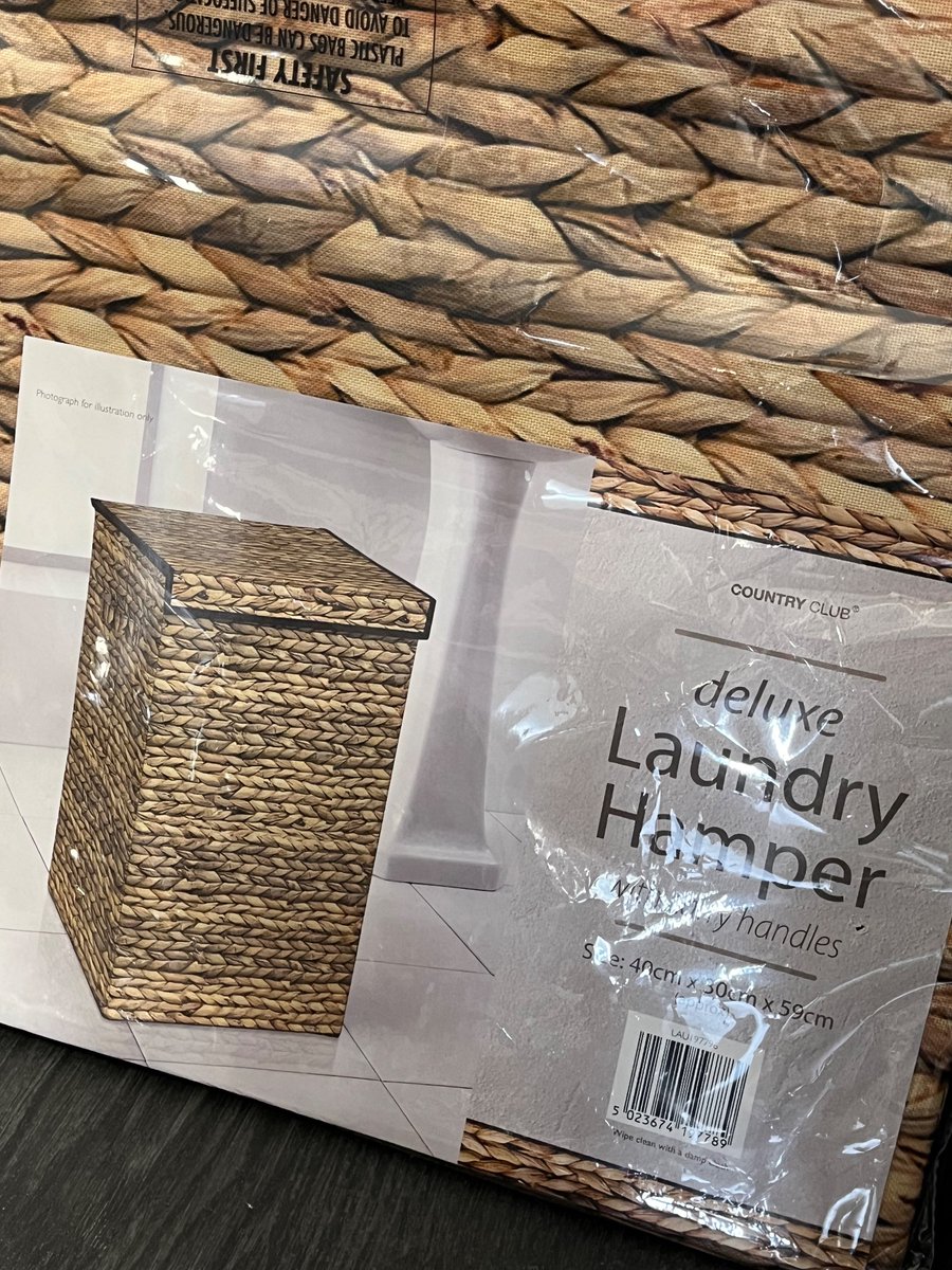 At a charity shop, I saw a straw hamper printed polyester box called deluxe laundry hamper. So Baudrillard.