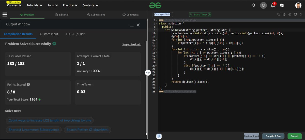#geekstreak2024 Today's #potd : Wildcard Pattern Matching