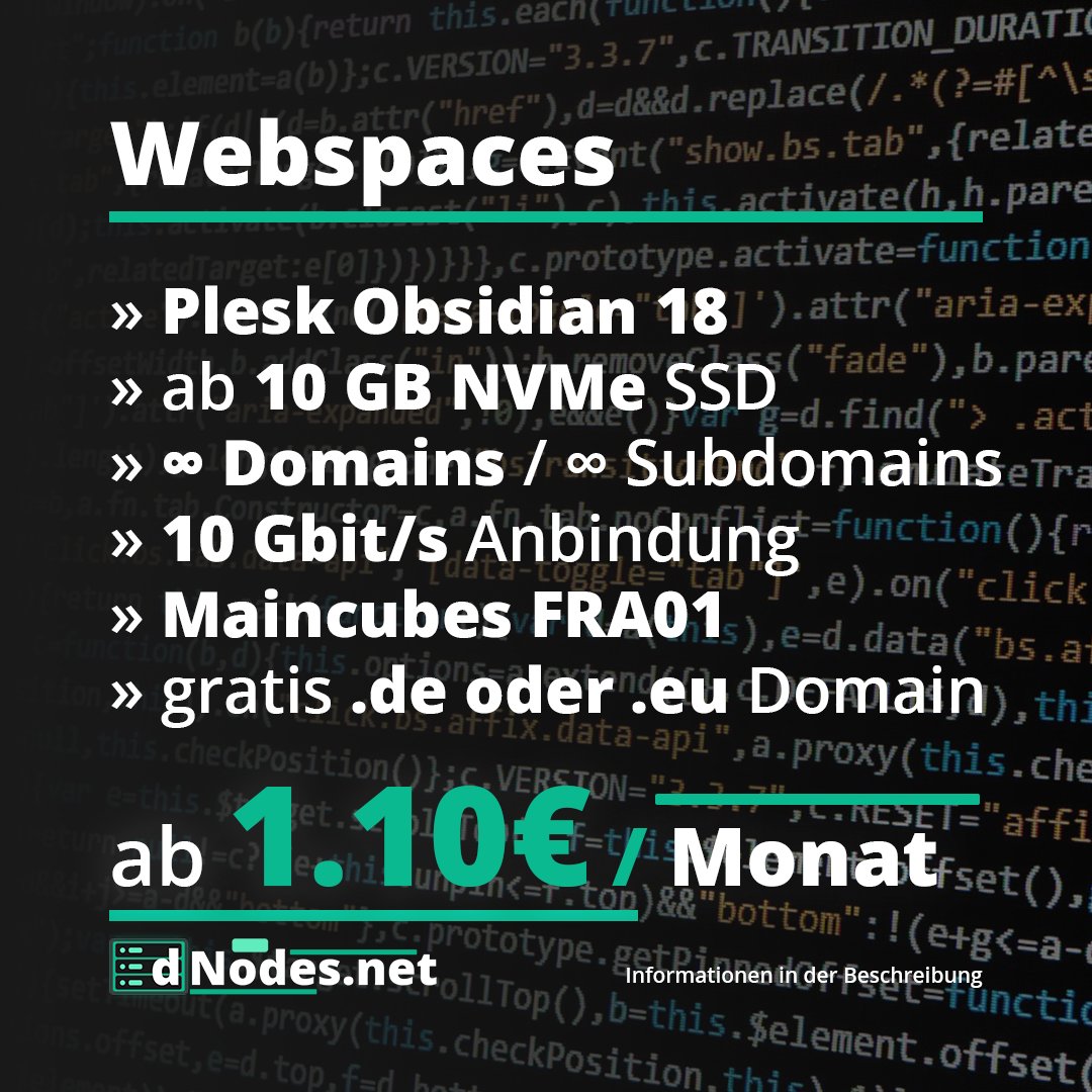 dNodesNET's tweet image. Sichere dir unsere hochverfügbaren und zuverlässigen Webspaces für dein Webprojekt. 🥳 
Egal ob persönliche Webseite oder größerer Onlineshop! 
Wir hosten dein Projekt...  🥰
 » dNodes.net/webspace