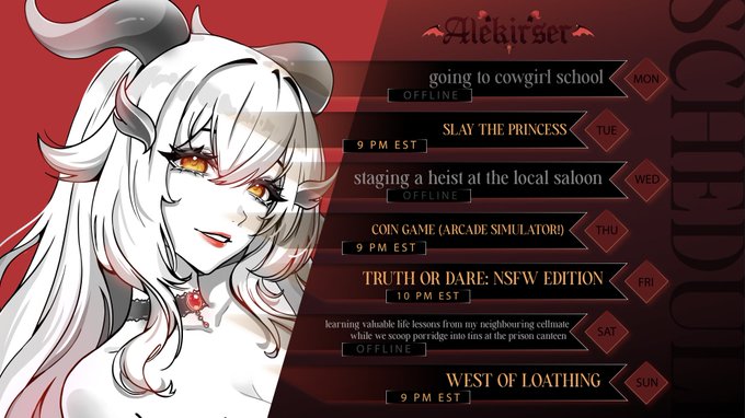 THIS WEEK'S STREAM SCHEDULE! (AUG 26 - SEP 1)
art by MellowLuna https://t.co/XvZv2oqlSx