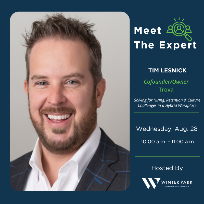 Network and gain valuable business advice on hiring, retention and company culture at Meet The Expert this Wednesday, Aug. 28. Register today at winterpark.org