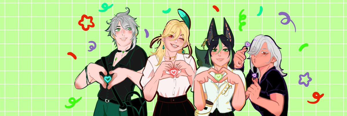 EunHyeTea's tweet photo. New Header 💚❤️💚💜
#aggravate #Alhaitham #Kaveh #Tighnari #Cyno #Genshin https://t.co/ikEvXqlh3i