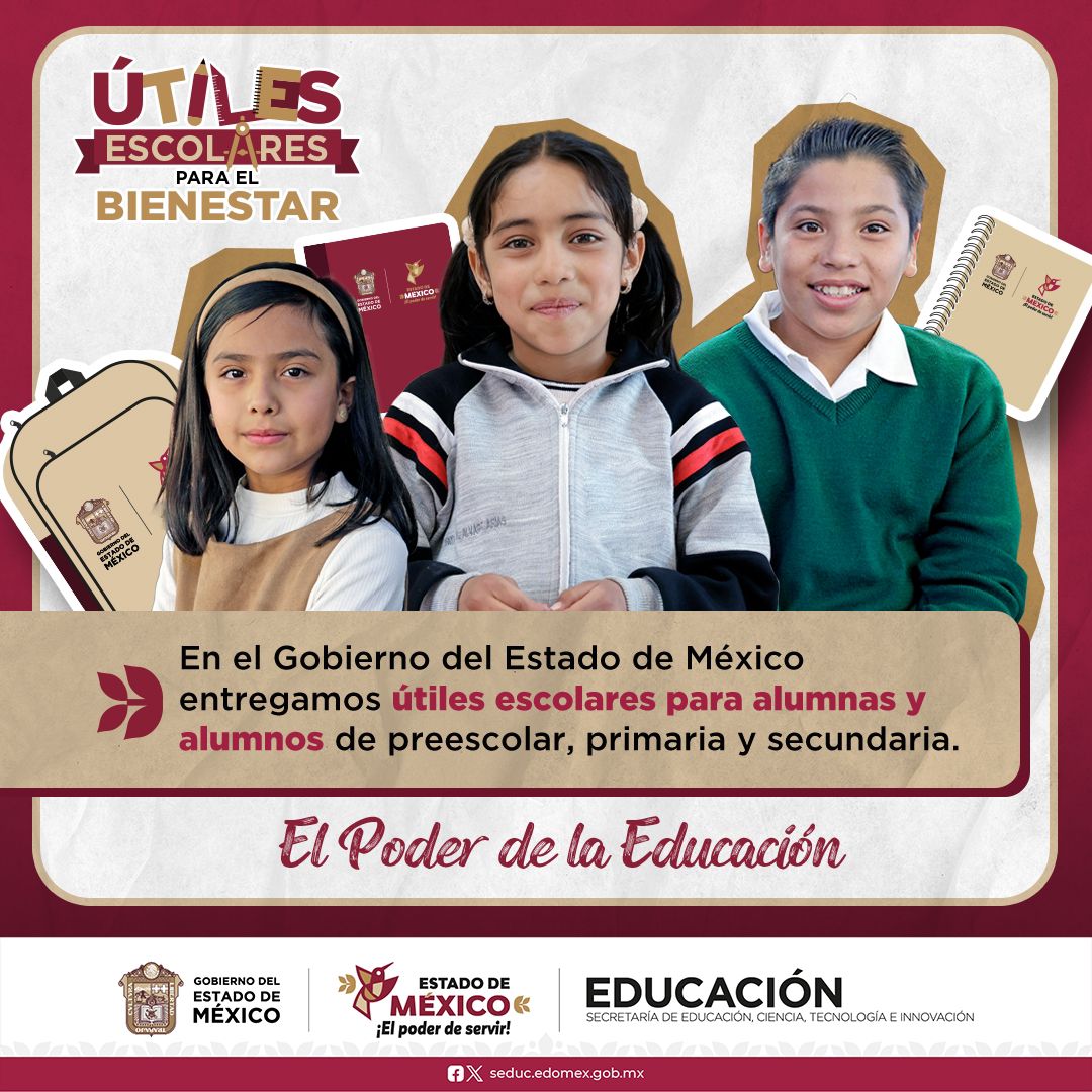 SubdireccionC's tweet photo. ¡ATENCIÓN! A partir del inicio del Ciclo Escolar 2024-2025, el @Edomex entregará mochilas con #ÚtilesEscolares gratuitos a las y los alumnos de preescolar, primaria y secundaria inscritos en escuelas públicas estatales y federalizadas del Estado de México. https://t.co/ItzmqU6lKw