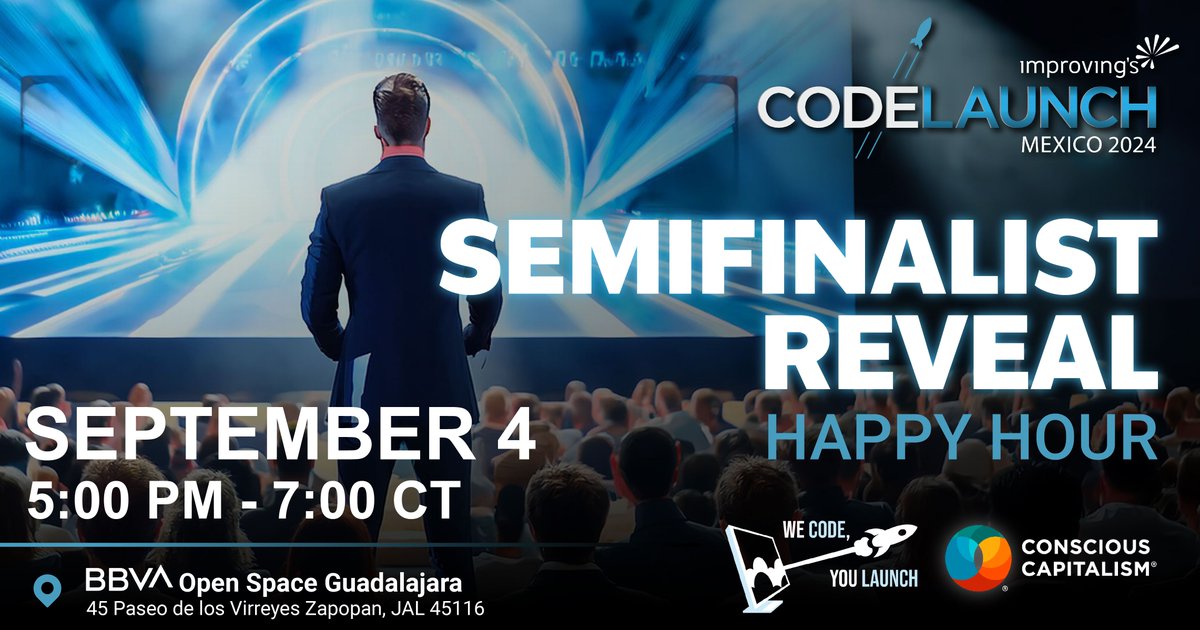 🇲🇽 Guadalajara 🇲🇽 On September 4th, we reveal the #CodeLaunchMexico 2024 semifinalists 🚀 Connect with the innovators shaping the future. Don’t miss out!
🎟️ 👇 RSVP now! 
buff.ly/3MmEraz