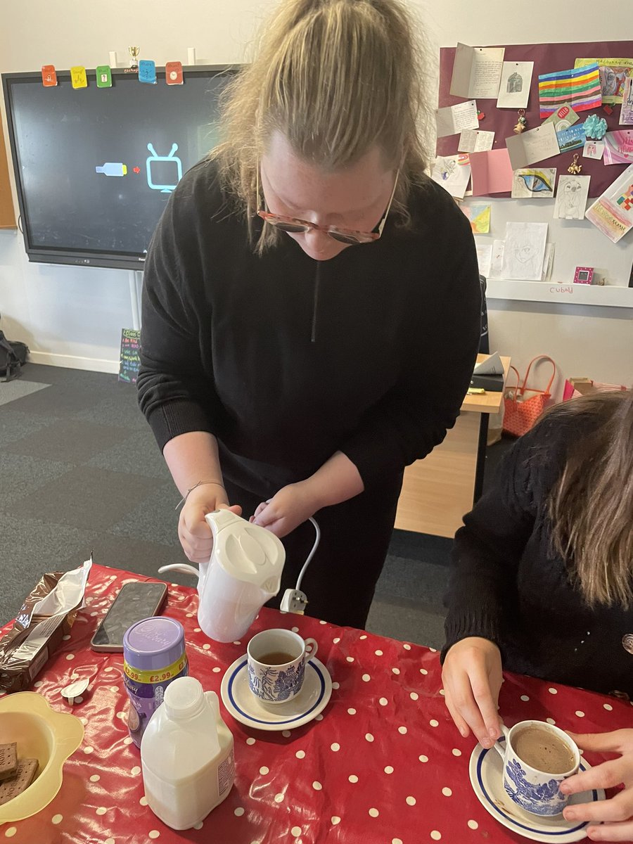 PGSPupilSupport's tweet photo. S3/4 made cups of tea today. They discussed kettle safety and how to make the perfect cuppa! It was a new skill for some and practice for others. Mrs W and Mrs M can confirm they make a great cup of tea! #lifeskills #intensivesupport https://t.co/kF1xrFohsw