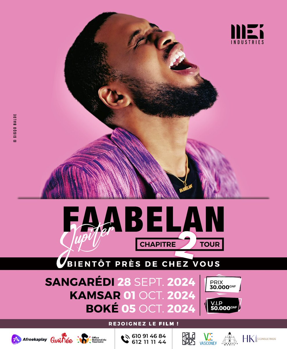Après des mois de préparation, c'est avec une grande émotion que je vous annonce que je serai en concert à :
-Sangarédi le 28 septembre 2024🔥
-Kamsar le 1er octobre 2024, et 🔥
-Boké le 5 octobre 2024. 🔥

#EnroutepourLeChapitre2 #FaabelanTour