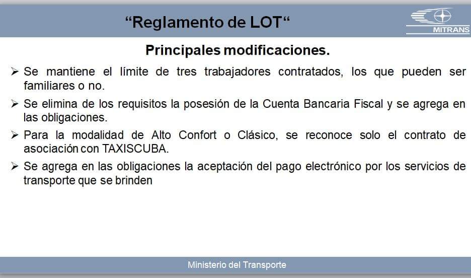 MitransCuba's tweet image. Modificaciones al Reglamento de Licencia Operativa del Transporte, LOT. #EconomíaPorTodos #TransporteCuba