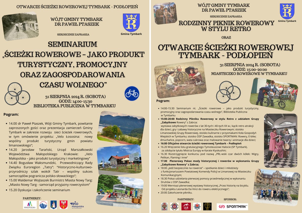 Otwarcie nowego odcinka trasy rowerowej wzdłuż Łososiny #Tymbark #Podłopień już 31.08.2024 r. Szczegóły i więcej informacji na plakatach, a więcej zdjęć i perspektywie na jej więcej kilometrów na  FB.com/velomalopolska