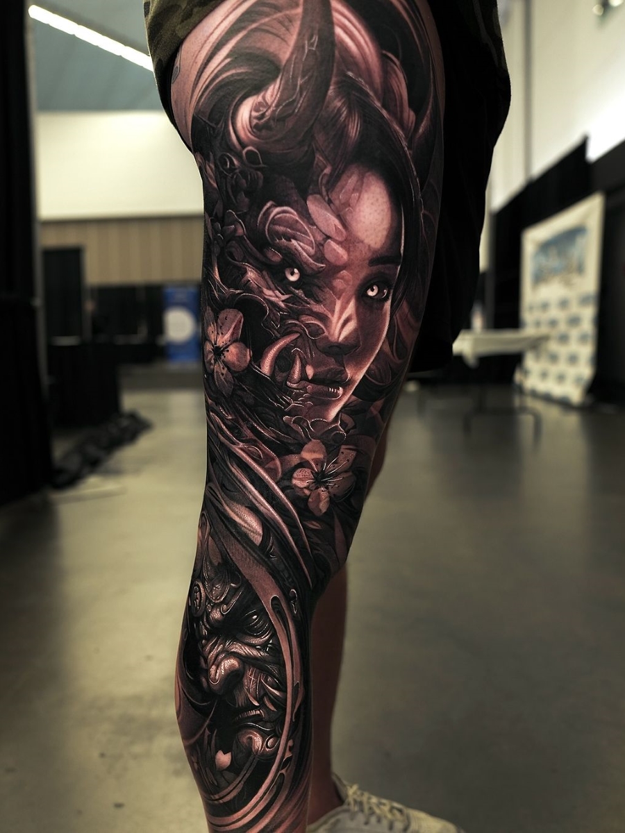 Sumok Kim \u003e Geisha \u0026 Oni #tattoo #ink #art, image size:900x1200
