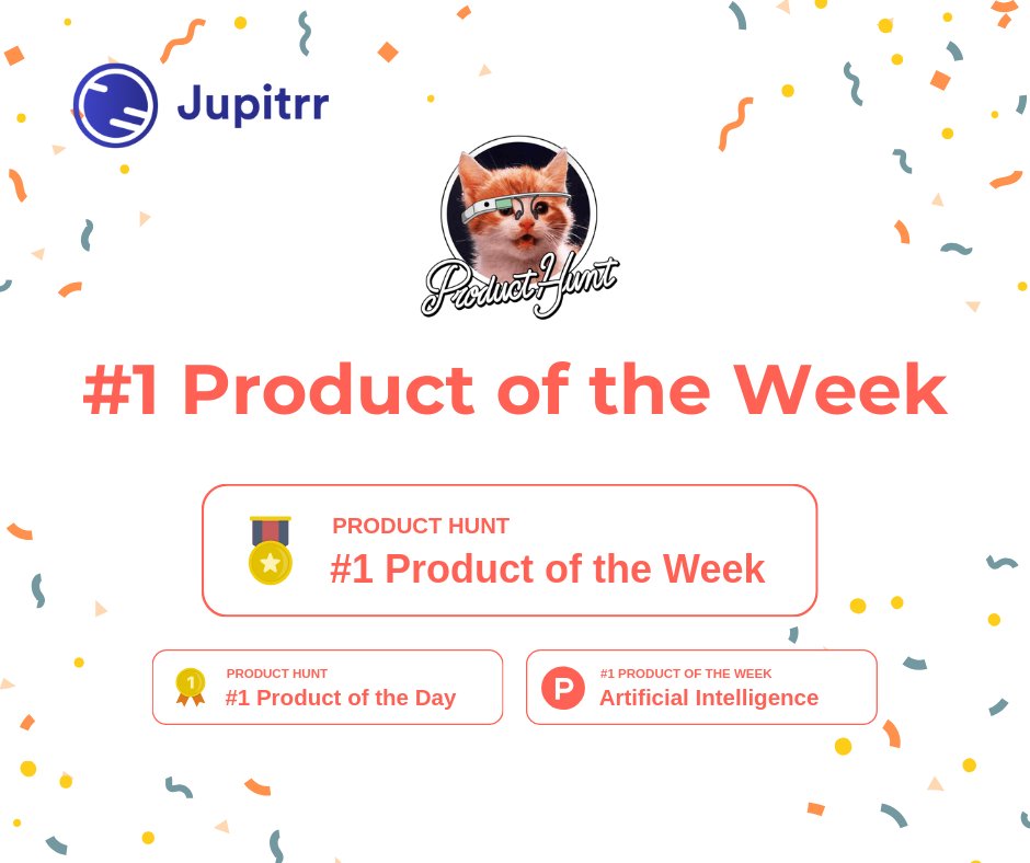 Jupitrr AI <a href="/jupitrr_ai/">Jupitrr</a> has just won the Product of the Week. My top 3 takeaways👇🏻

<a href="/ProductHunt/">Product Hunt 😸</a> 
#ProductHunt #PHlaunch #Launch