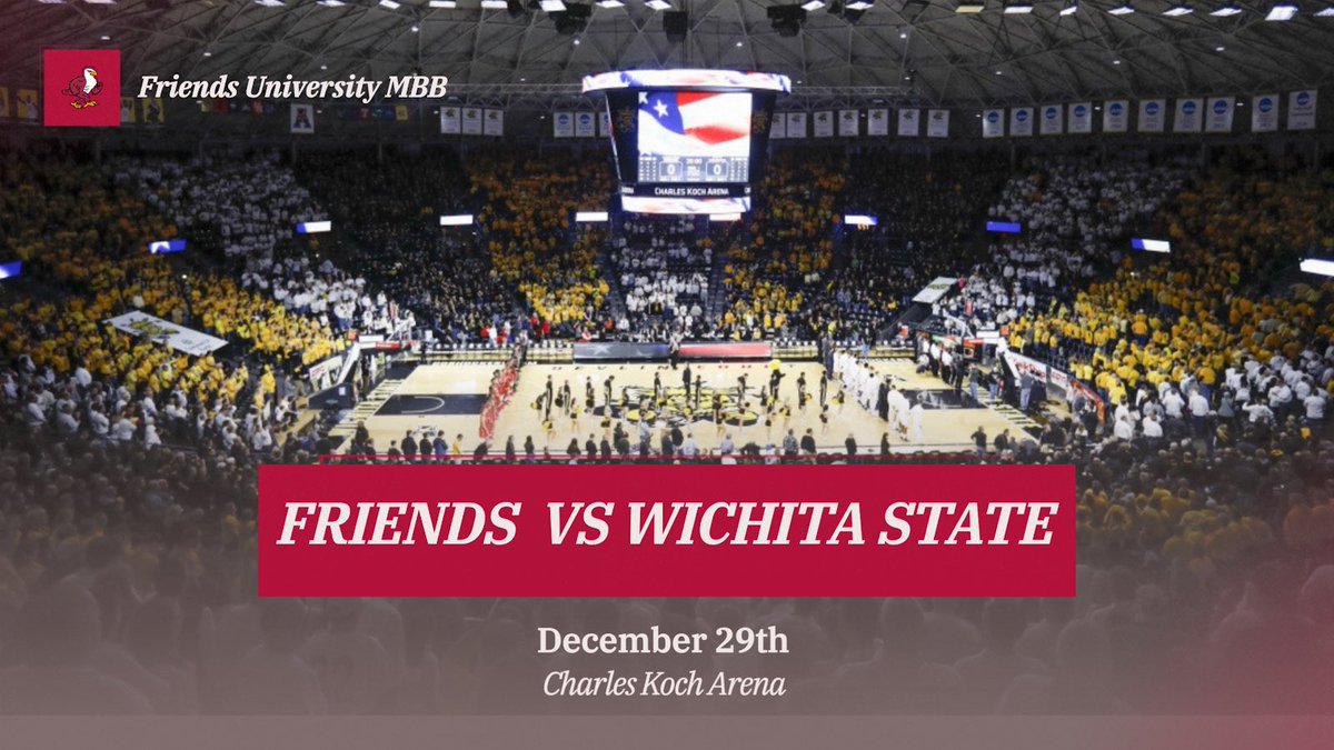 Friends Univ. Men's Basketball (@friendsmbb) on Twitter photo Some shocking schedule news to announce! 😉 We’re heading cross town to take on the Shockers on December 29th!
🆚<a href="/GoShockersMBB/">Wichita State Men's Basketball</a>
📍Wichita, Ks
🏟️Charles Koch Arena
⌚️TBA
#talonsup Some shocking schedule news to announce! 😉 We’re heading cross town to take on the Shockers on December 29th!
🆚<a href="/GoShockersMBB/">Wichita State Men's Basketball</a>
📍Wichita, Ks
🏟️Charles Koch Arena
⌚️TBA
#talonsup